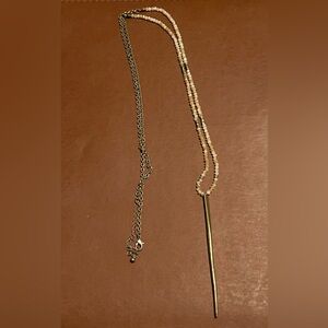 Long Pink and Gold Beaded Necklace